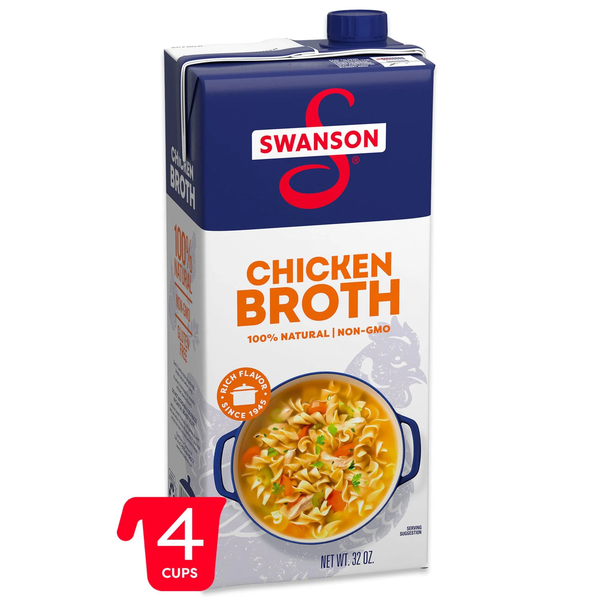 Swanson 100% Natural Chicken Broth, 32 oz Carton | Walmart (US)