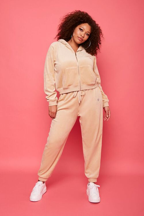 Plus Size Rhinestone Juicy Couture Velour Joggers | Forever 21 (US)