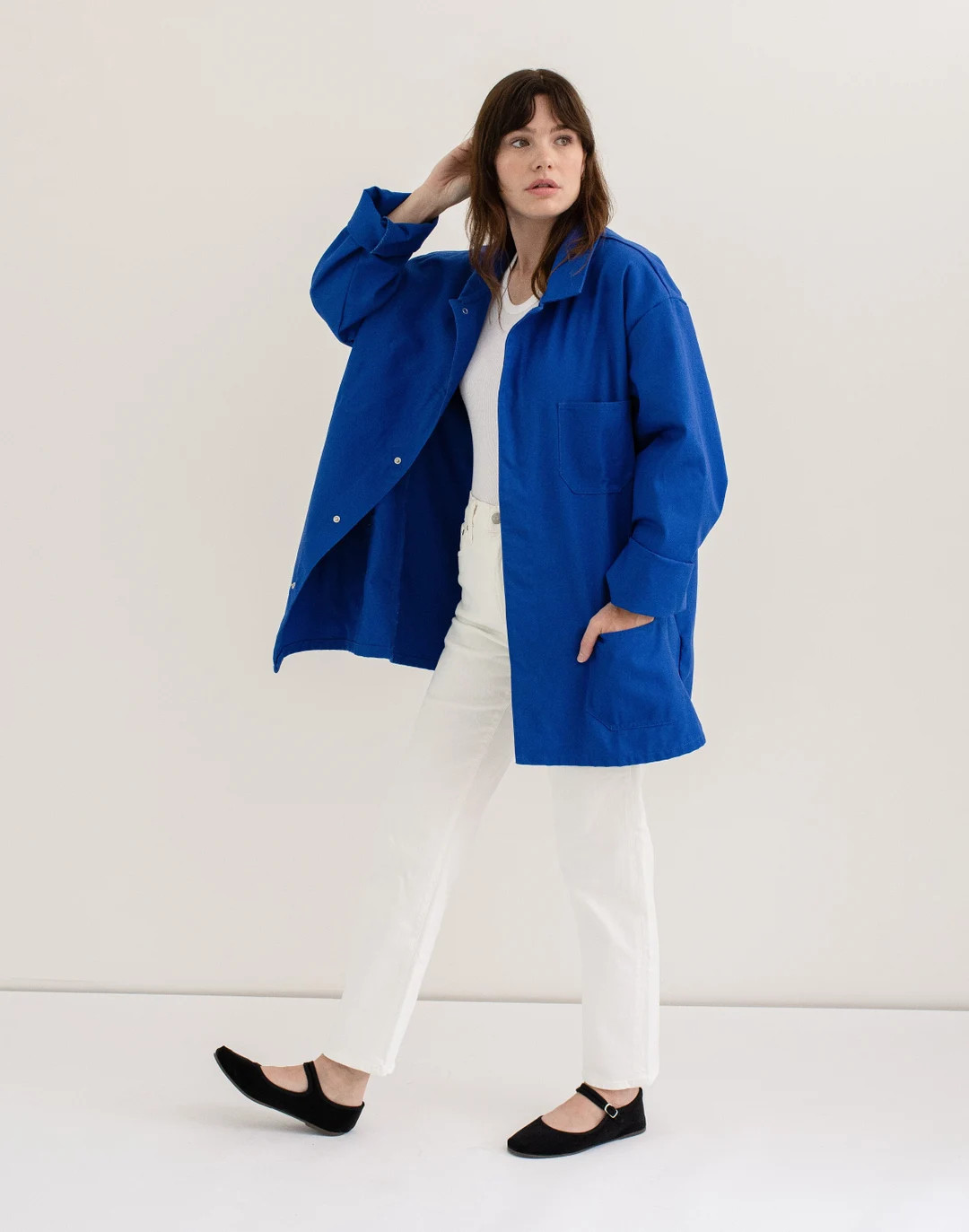 Vintage Matisse Blue Atelier Chore Coat | Unisex Bright Cobalt Cotton Blend Military Utility Snap... | Etsy (US)