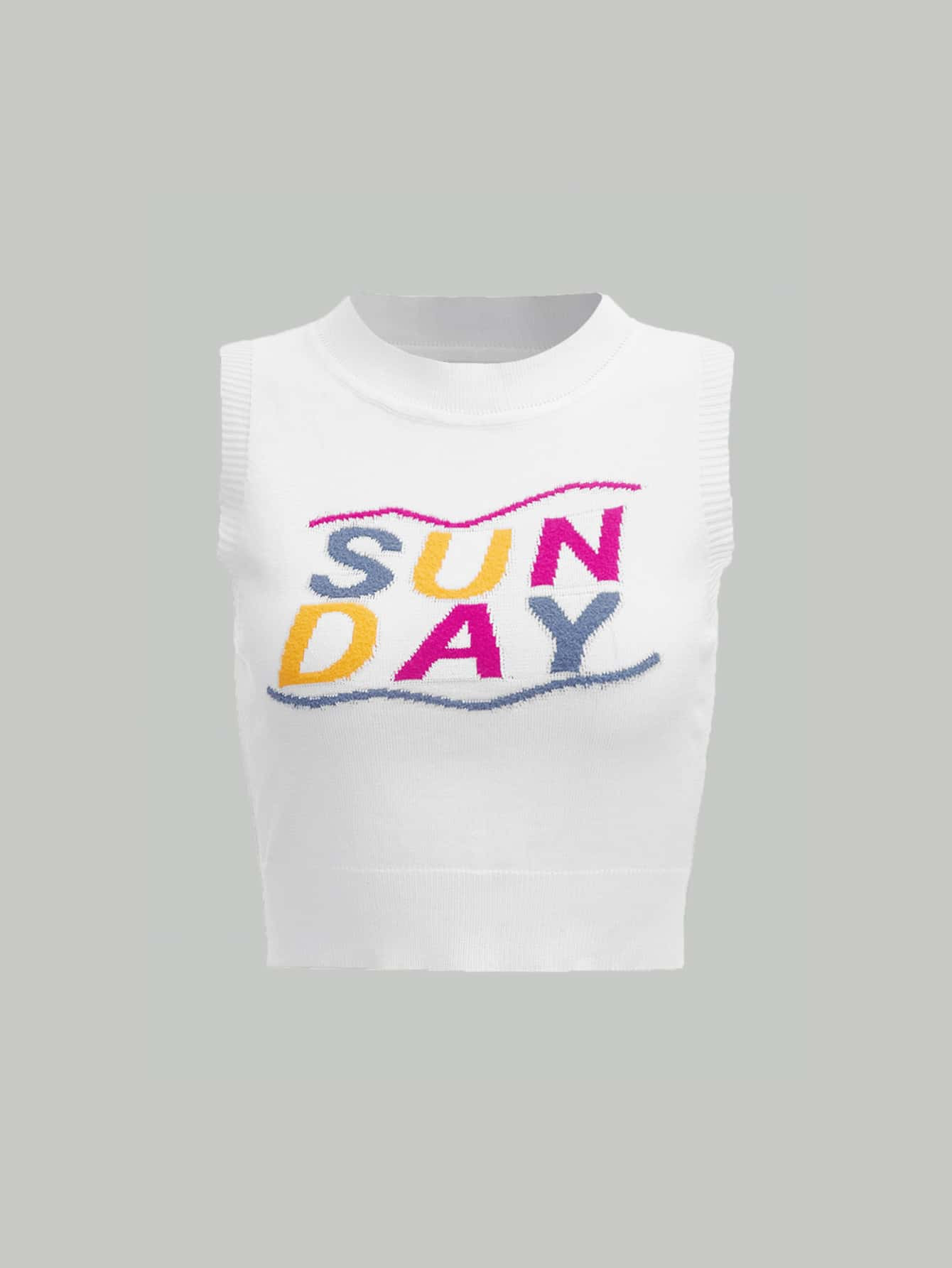 SHEIN MOD Letter Pattern Mock Neck Knit Top | SHEIN