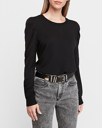 Pleated Puff Sleeve Sweatshirt | Express