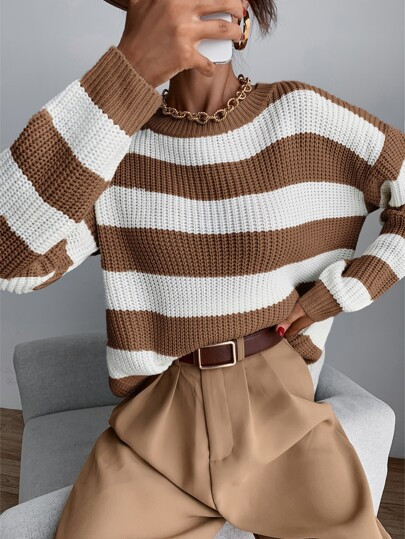 Drop Shoulder Striped Jumper | SHEIN