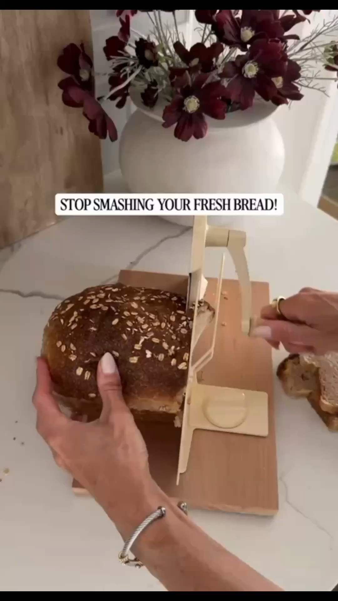 One of my girlfriends makes the best fresh bread, and after smashing it multiple times while cutting, I tried this bread cutter on a whim. It’s a yes from me! Not a must, be it makes cutting bread so much easier—especially if you love fresh loaves like I do.

#LTKHome