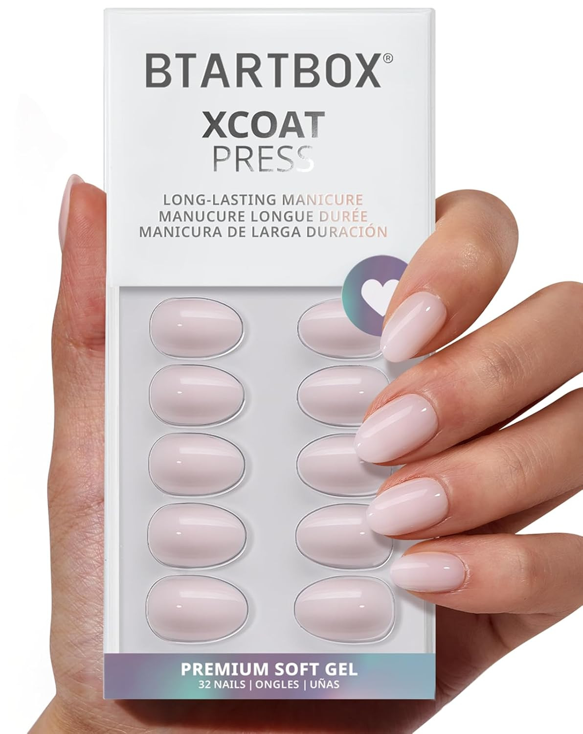 BTArtbox Press On Nails, Extra Short Almond Nude Pink Nails, 32Pcs Full Kit | Amazon (US)