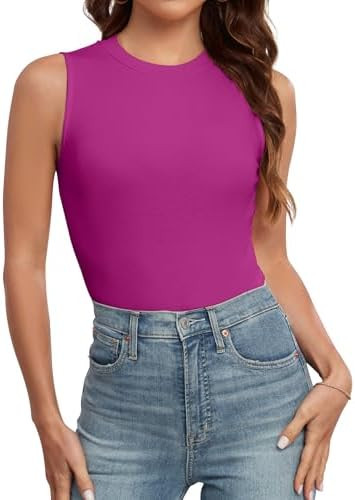 AUHEGN Tank Tops for Women Summer Sleeveless Racerback Casual Basic Ribbed Slim Fitted Shirts | Amazon (US)