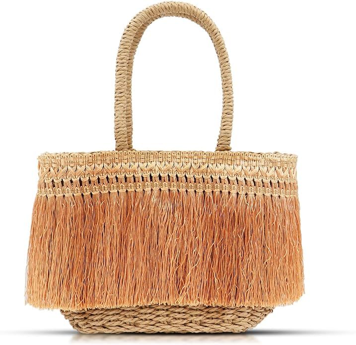 Beach Bag, Tassels Tote Bag for Women, Bohemian Hand-Woven Handbag, Summer Straw Bag Suitable for... | Amazon (US)