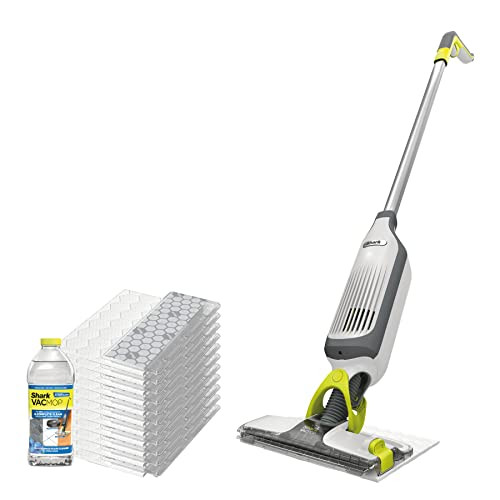 Shark VM200P12 VACMOP Vacuum Mop Bundle with 12 Disposable VACMOP Pads & 12 oz. Cleaning Solution, White | Amazon (US)