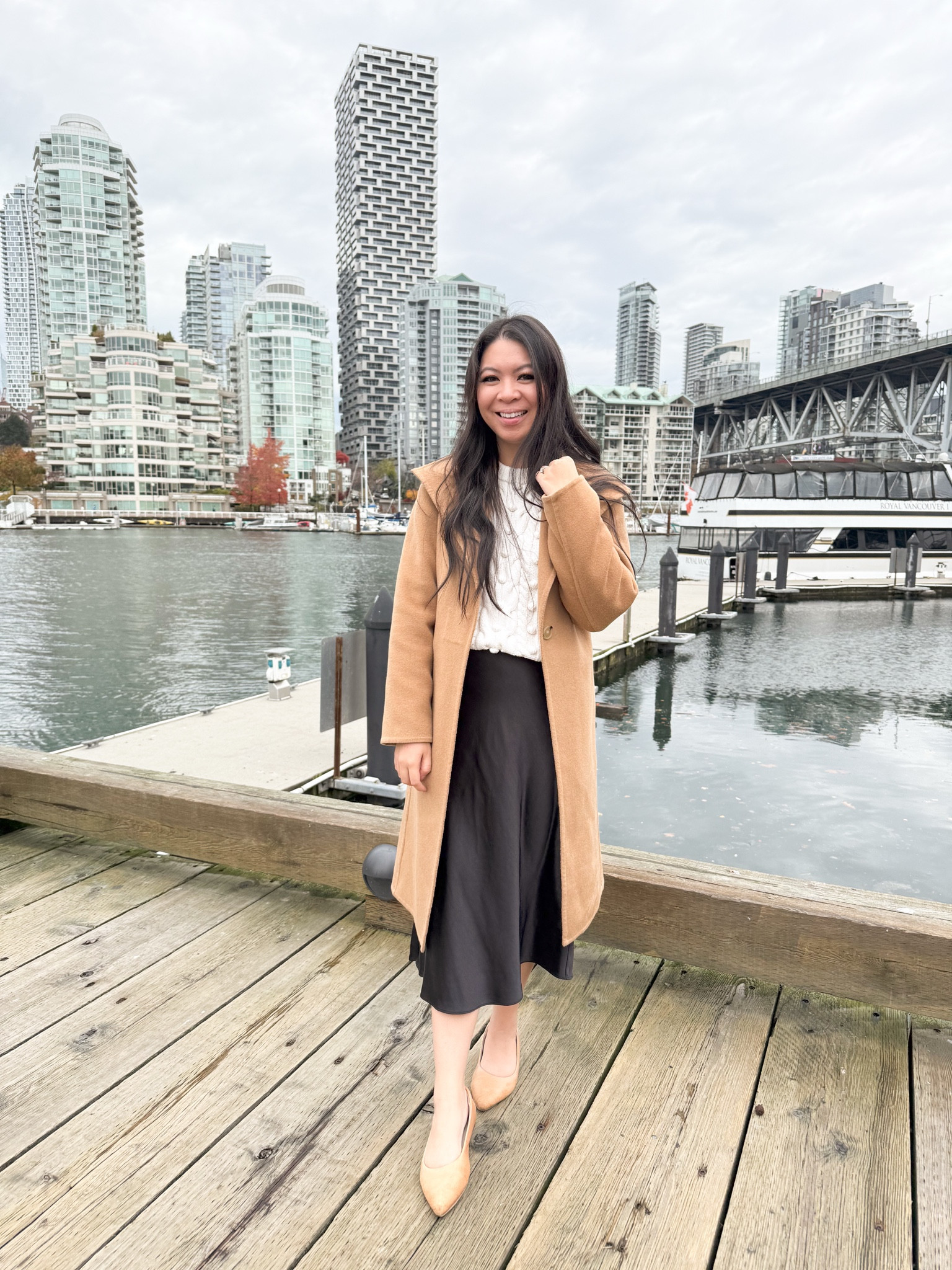 Silk skirt with sweater and drape coat, classic outfit

#LTKStyleTip #LTKShoeCrush #LTKHoliday