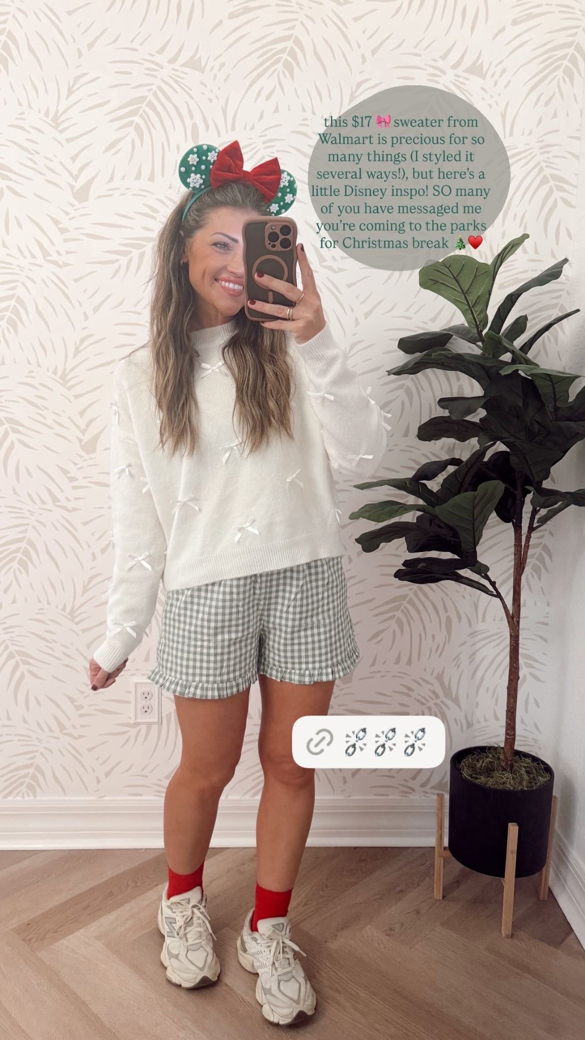 this $17 🎀 sweater from Walmart is precious for so many things (I styled it several ways!), but here’s a little Disney inspo! SO many of you have messaged me you’re coming to the parks for Christmas break 🎄♥️