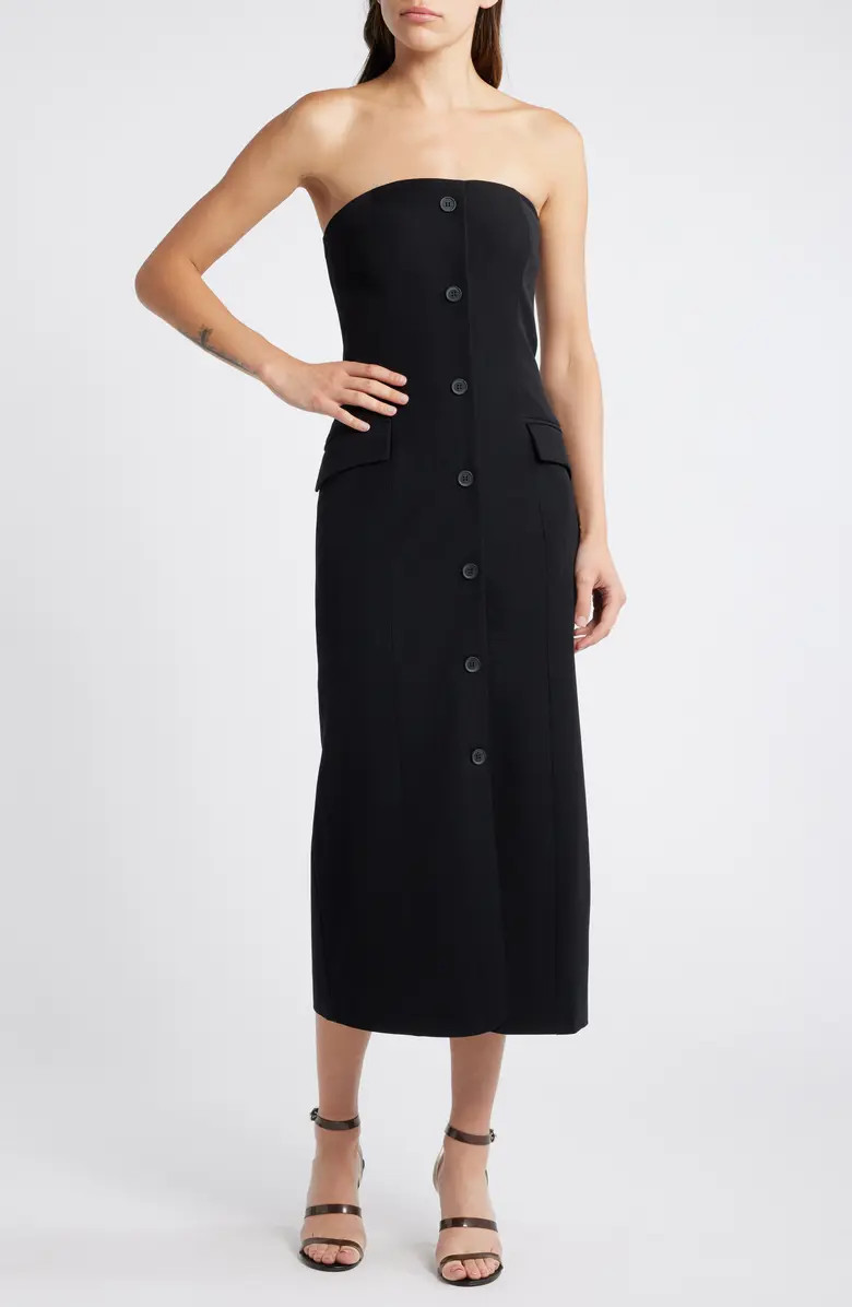 Steve Madden Nyx Strapless Button Front Dress | Nordstrom | Nordstrom