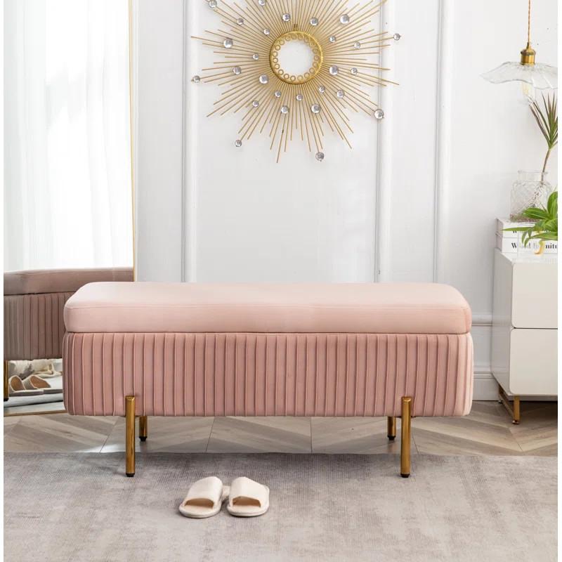 Miajah Velvet Upholstered Flip Top Storage Bench | Wayfair North America