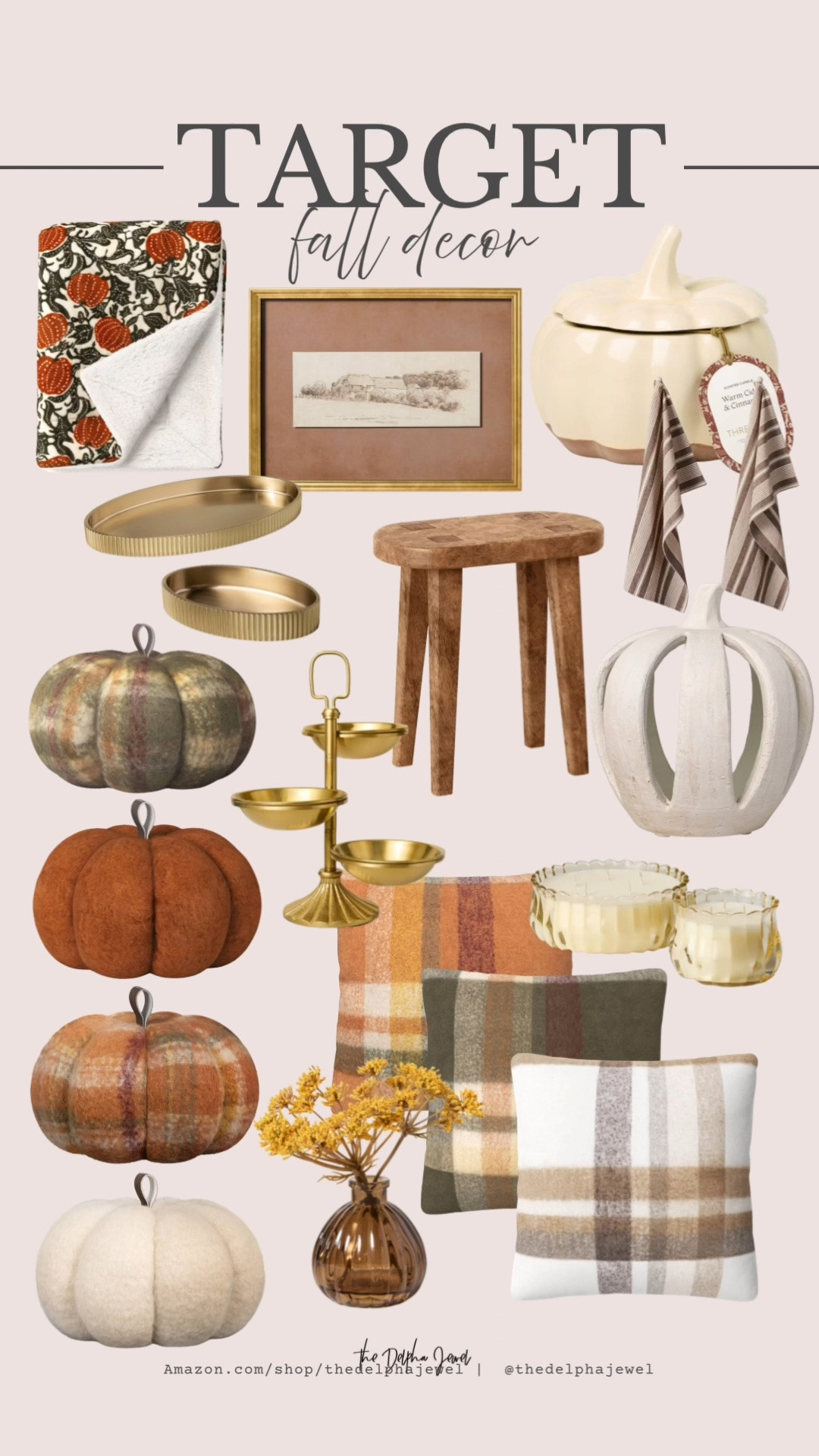 Are we ready for fall decor?🧡🤎 @Target   has everything covered 🎯

Trinket dishes, amber vase arrangement, scalloped glass candles, ceramic pumpkin, sketched landscape portrait,  tiered serving dish, kitchen towels, plush throw, oversized plaid pillows, faux mohair pumpkin, fall decor, autumn style, fall style

#LTKHome #LTKSeasonal