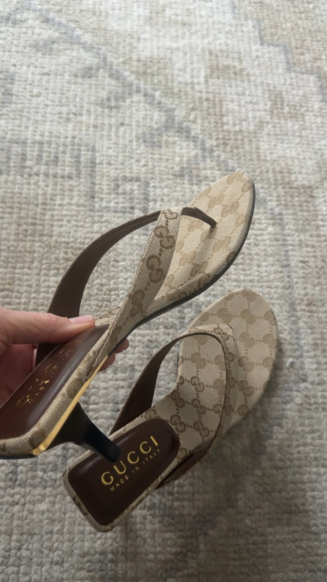 Gucci Victoria thong 
I’m between a 7.5 and an 8 and wear a 38 in Gucci 

#LTKOver40