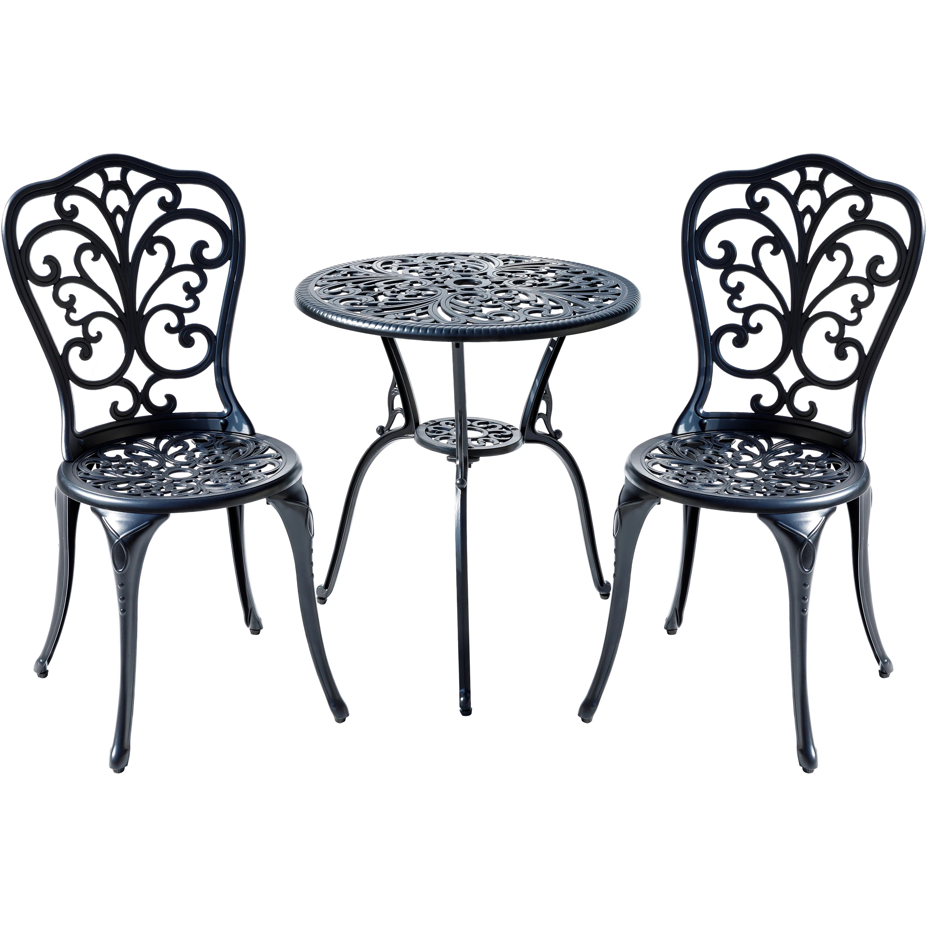 Hi-Line Gift Ltd. Understated Elegance- Black Cast Aluminium Bistro Set | Wayfair | Wayfair North America