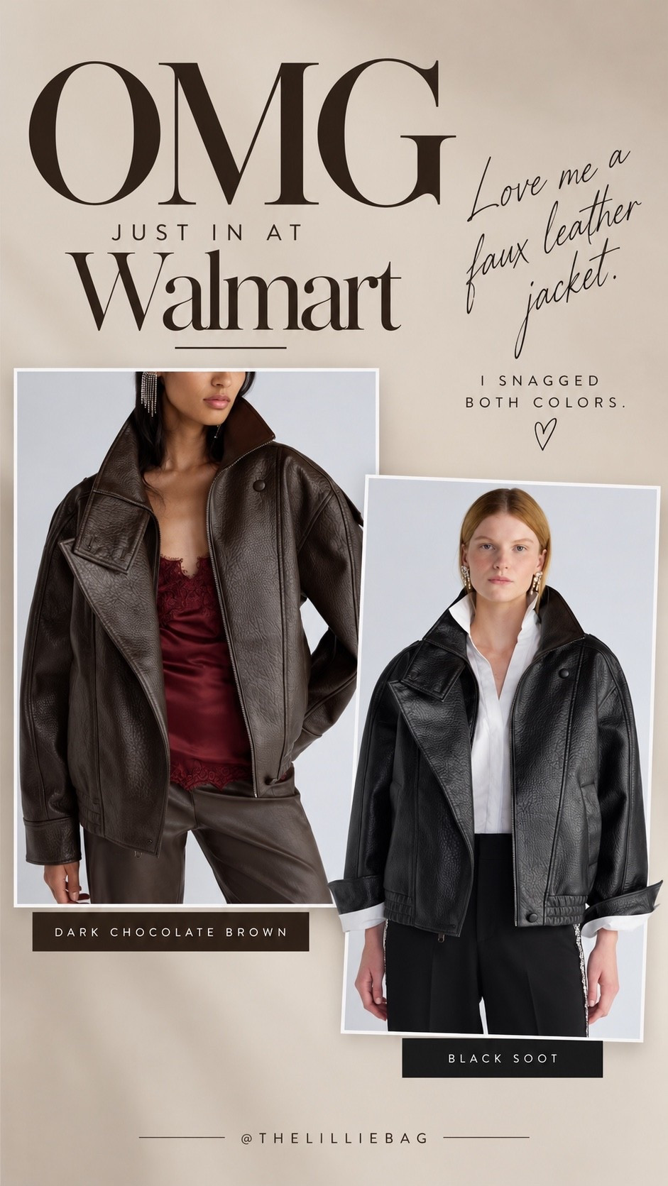 JUST in @Walmart & going quick! Love me a good jacket of course! Snagged both colors in small🍂🤏🏼