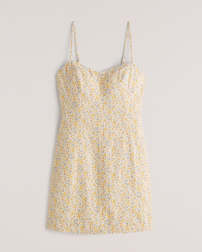 Corset Seamed Linen-Blend Mini Dress | Abercrombie & Fitch (US)