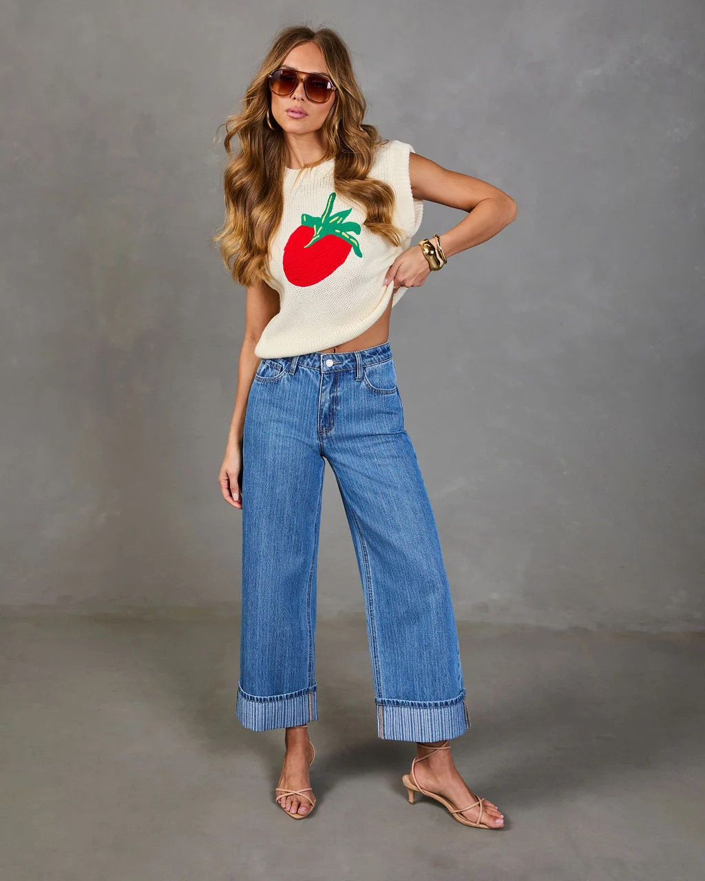 Ladena High Rise Wide Leg Cuffed Jeans | VICI