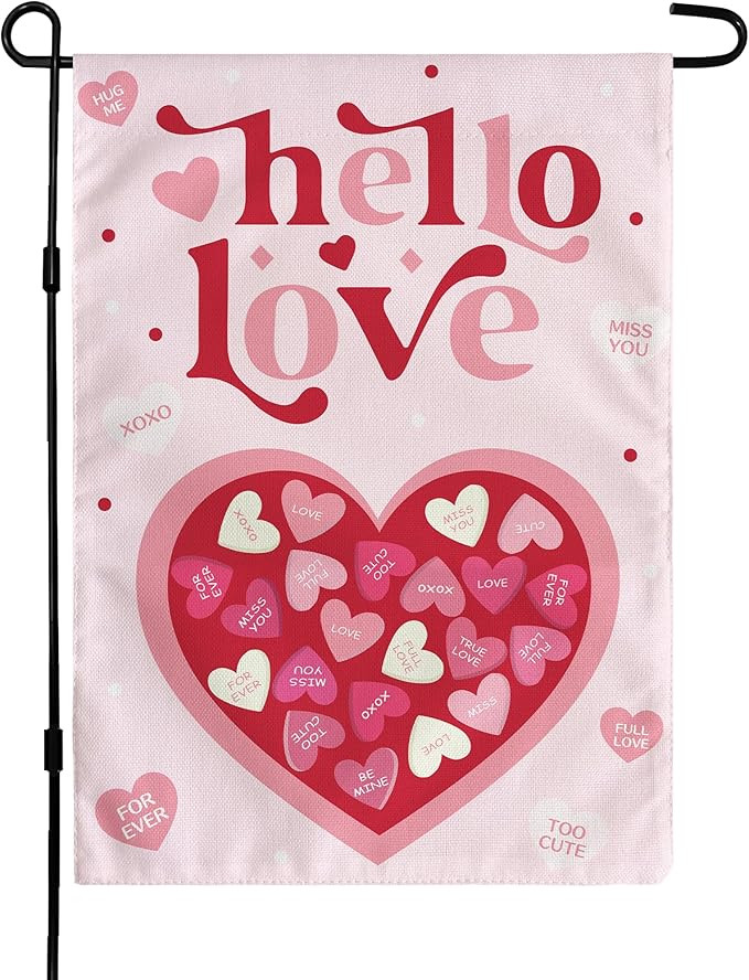 Valentines Day Decorations - Heart Love Welcome Garden Flag | Valentines Day Decor Party Favors S... | Amazon (US)