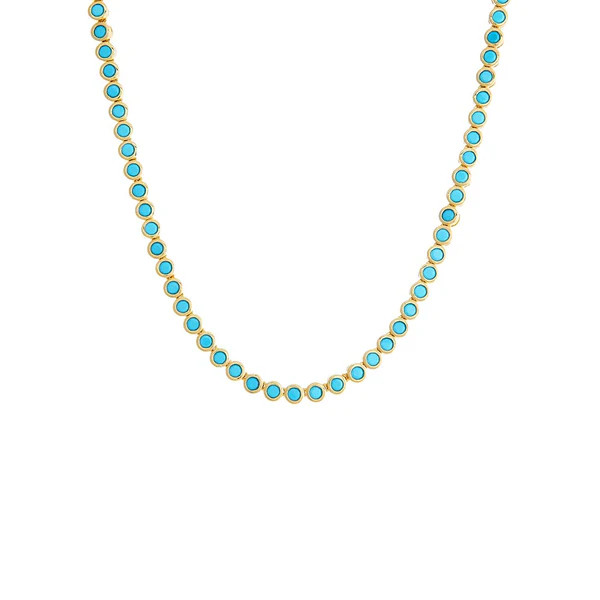 Turquoise CZ Bezel Tennis Necklace | Adina Eden
