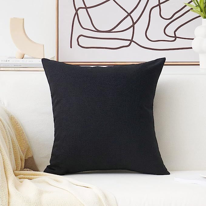 Home Brilliant Black Throw Pillow Cover Textured Linen European Throw Pillows Cushion Cover for S... | Amazon (US)