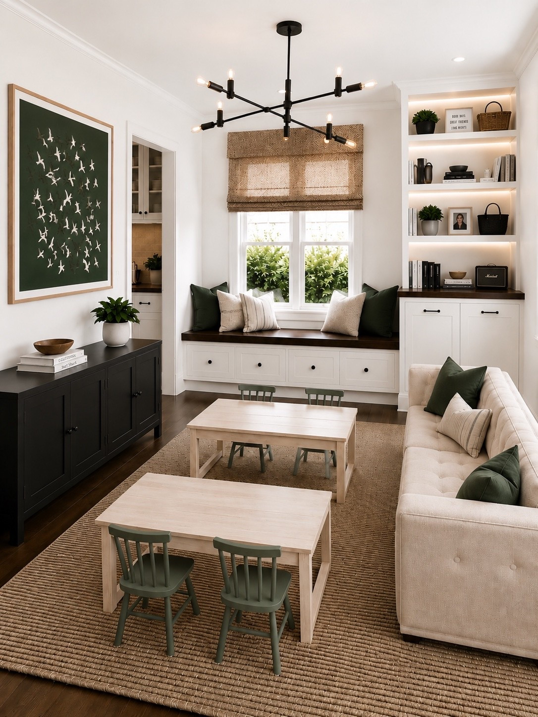 Client design 

This is her dining room which has been converted into a playroom. I recommend hidden storage. Two play tables with chairs for coloring and crafts. Fun neutral art as she has a boy and girl. And a teen/dorm sofa for a comfy reading spot.

#LTKHome