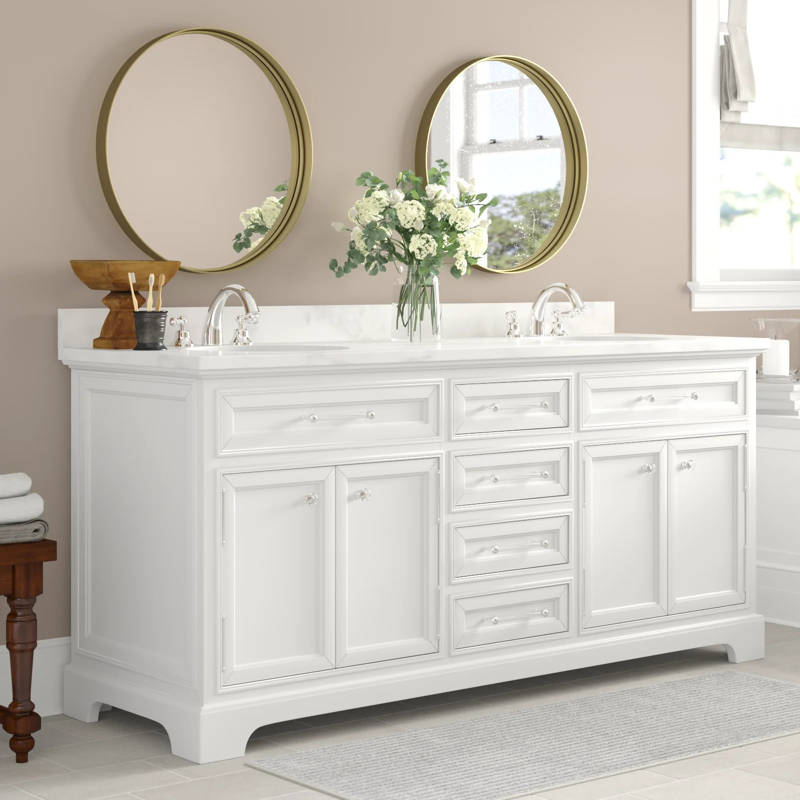 Goyette 72'' Double Bathroom Vanity with Marble Top | Wayfair North America