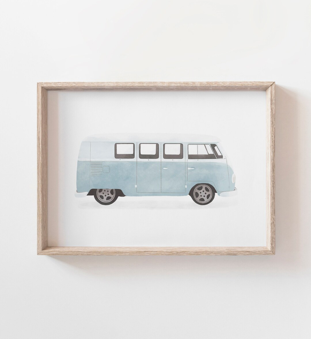 Retro Car Print, Printable Wall Art, Beach Nursery Decor, Boho Decor, Blue Van, Vintage Camper, C... | Etsy (US)