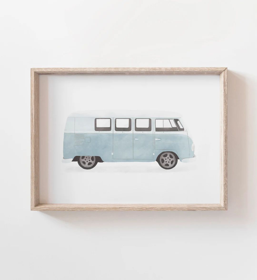 Retro Car Print, Printable Wall Art, Beach Nursery Decor, Boho Decor, Blue Van, Vintage Camper, C... | Etsy (US)