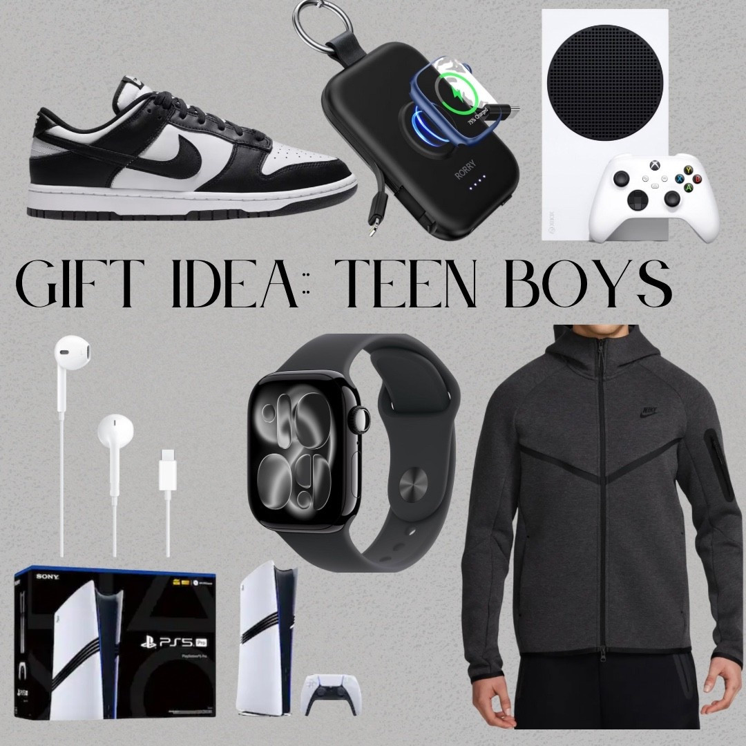 Gift guide for the teen guy who’s always on the move! 🚀🎮 From Nike hoodies and fresh kicks to gaming consoles, portable chargers, Apple Watches, and wired earbuds—these picks are sure to score points this season.  

👟 Nike shoes & hoodies  
🎮 Gaming gear & consoles  
🔌 Portable chargers  
⌚️ Apple Watch  
🎧 Wired earbuds  

Perfect for the teen who loves style, tech, and play! #TeenBoyGifts #HolidayGiftGuide #LTKTeen #GiftIdeas #ForHim

#LTKHoliday #LTKSeasonal #LTKGiftGuide