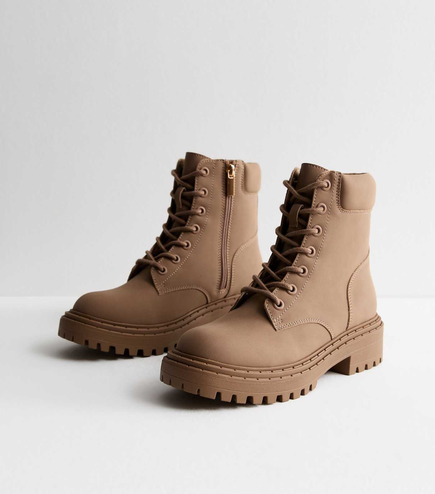 Brown Leather-Look Lace Up Boots | New Look | New Look (UK)