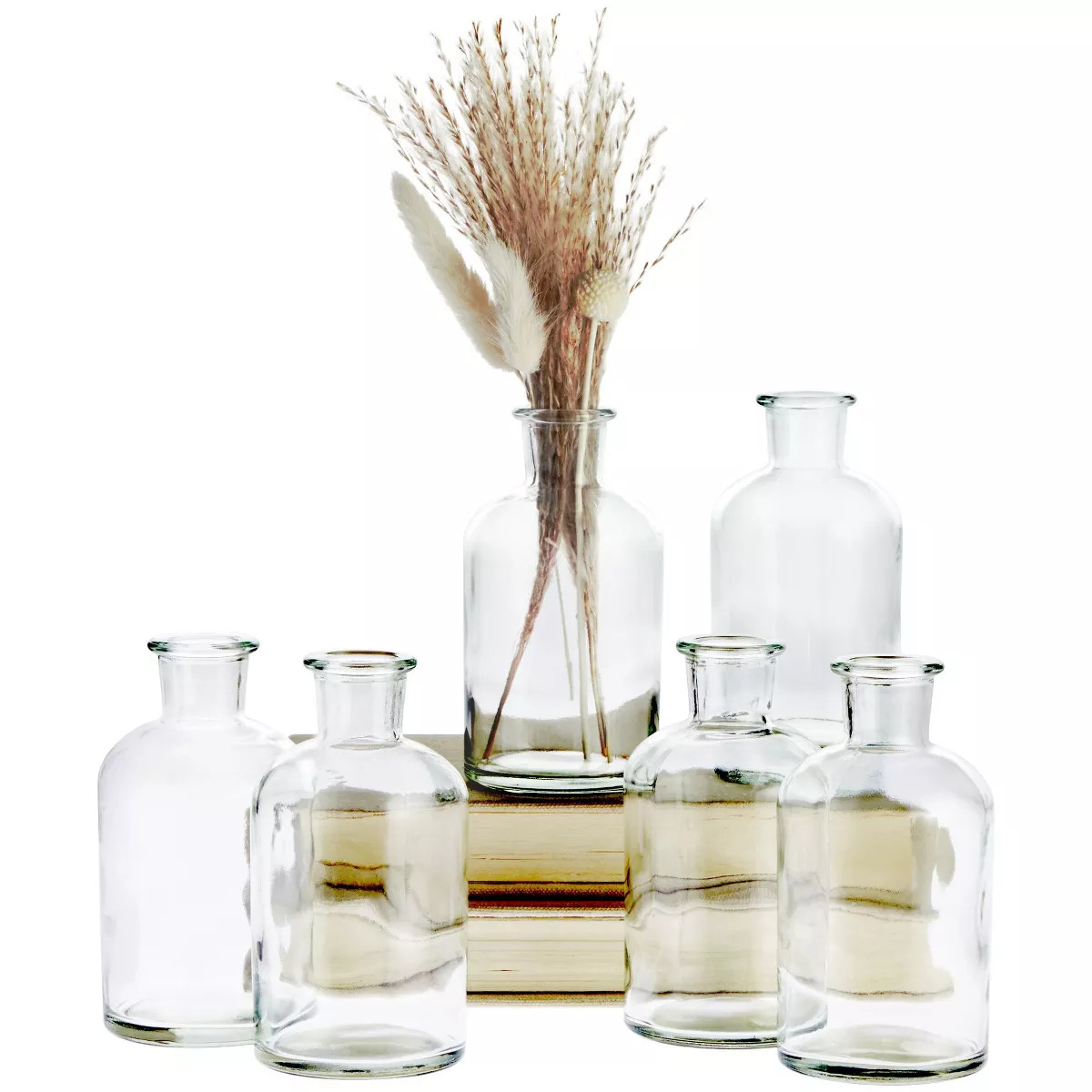 Farmlyn Creek 6 Pack Small Glass Vases for Centerpieces, Clear 7.5 oz Propagation Jars for Flower... | Target