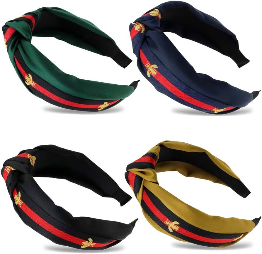 NODG 4 Pieces Knotted Turban Headbands for Women Wide Boho Diademas Para Mujer Womens Headbands W... | Amazon (US)