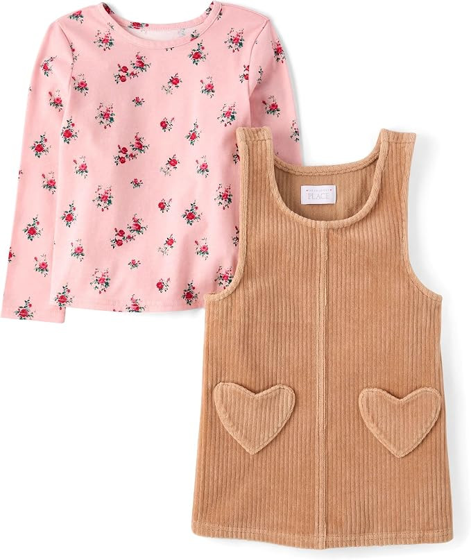 The Children's Place Baby Girl's and Toddler Long Sleeve Top and Skirtall Dress Set | Amazon (US)
