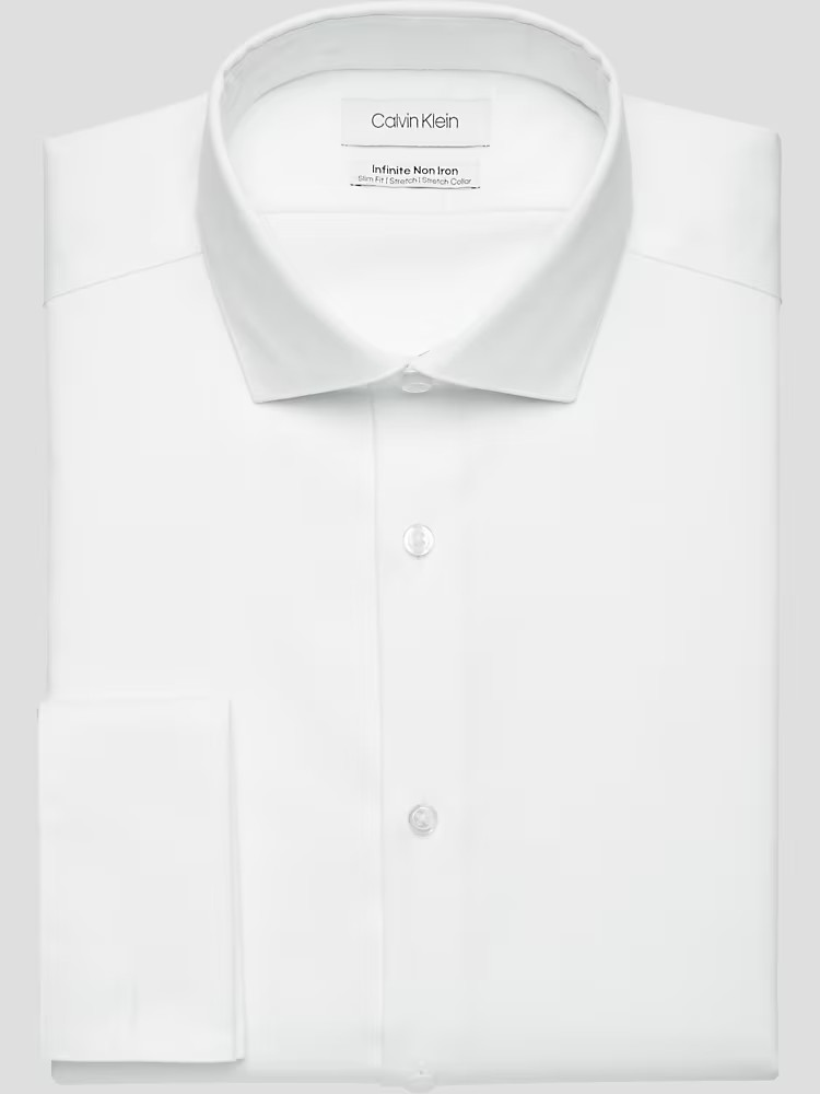 Calvin Klein Infinite Non-Iron Slim Fit Stretch Collar French Cuff Dress Shirt | Dress Shirts| Me... | The Men's Wearhouse
