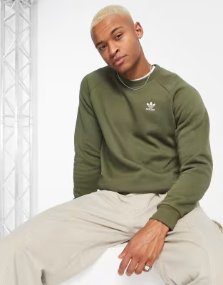 adidas Originals Essentials sweat in khaki | ASOS (Global)