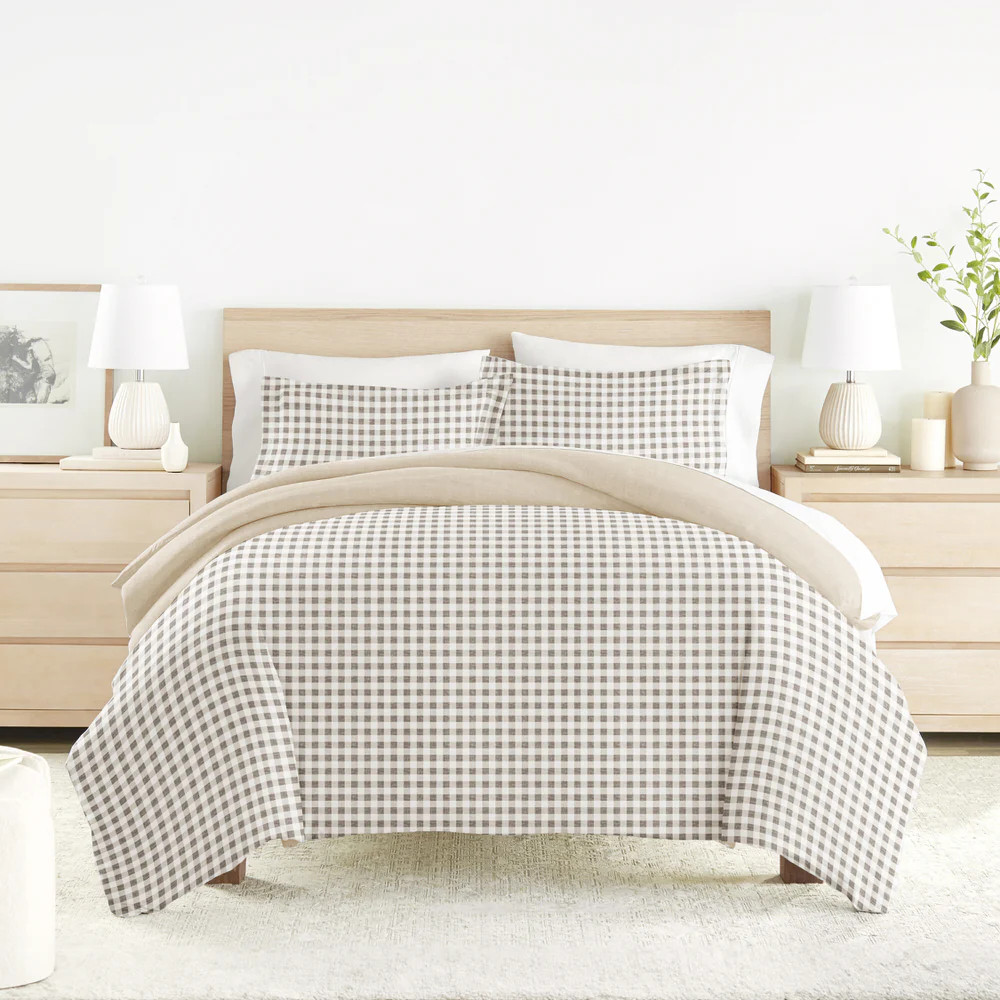 Gingham Check Pattern Reversible Duvet Cover Set | Linens and Hutch