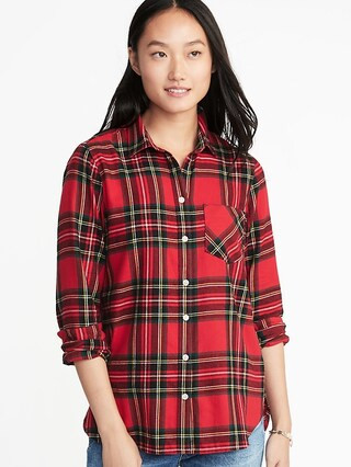 Relaxed Plaid Twill Classic Shirt for Women | Old Navy US