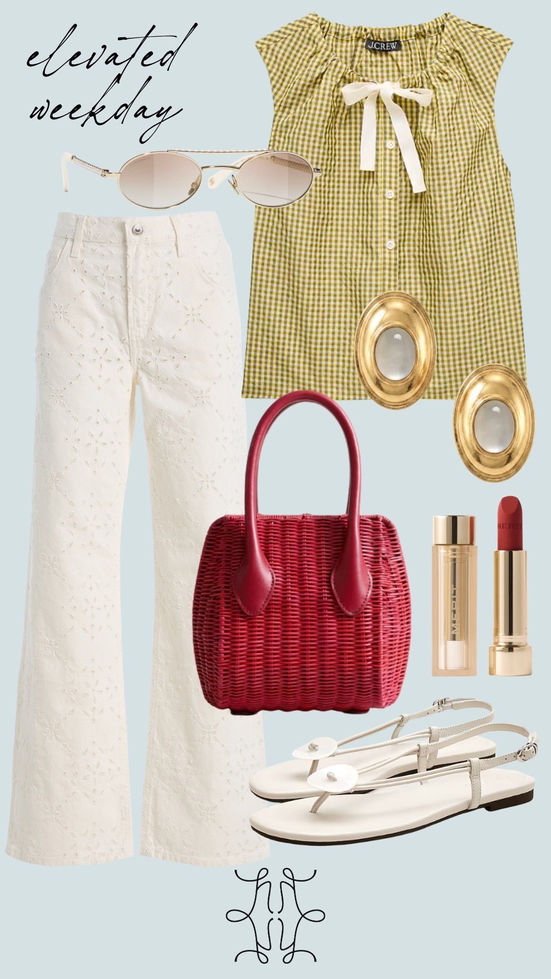 Elevated weekday look (these jeans have eyelet details!) ❤️ And a pop of red as a nod to July 4th


July fourth outfit, July 4th outfit, summer outfit inspiration, summer jeans, summer top, gingham top, red bag, white sandals

#LTKootd #LTKgrwm #LTKSeasonal