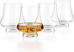 LUXBE - Bourbon Whisky Crystal Glass Snifter, Set of 4 - Wide Tasting Glasses - Handcrafted - Goo... | Amazon (US)