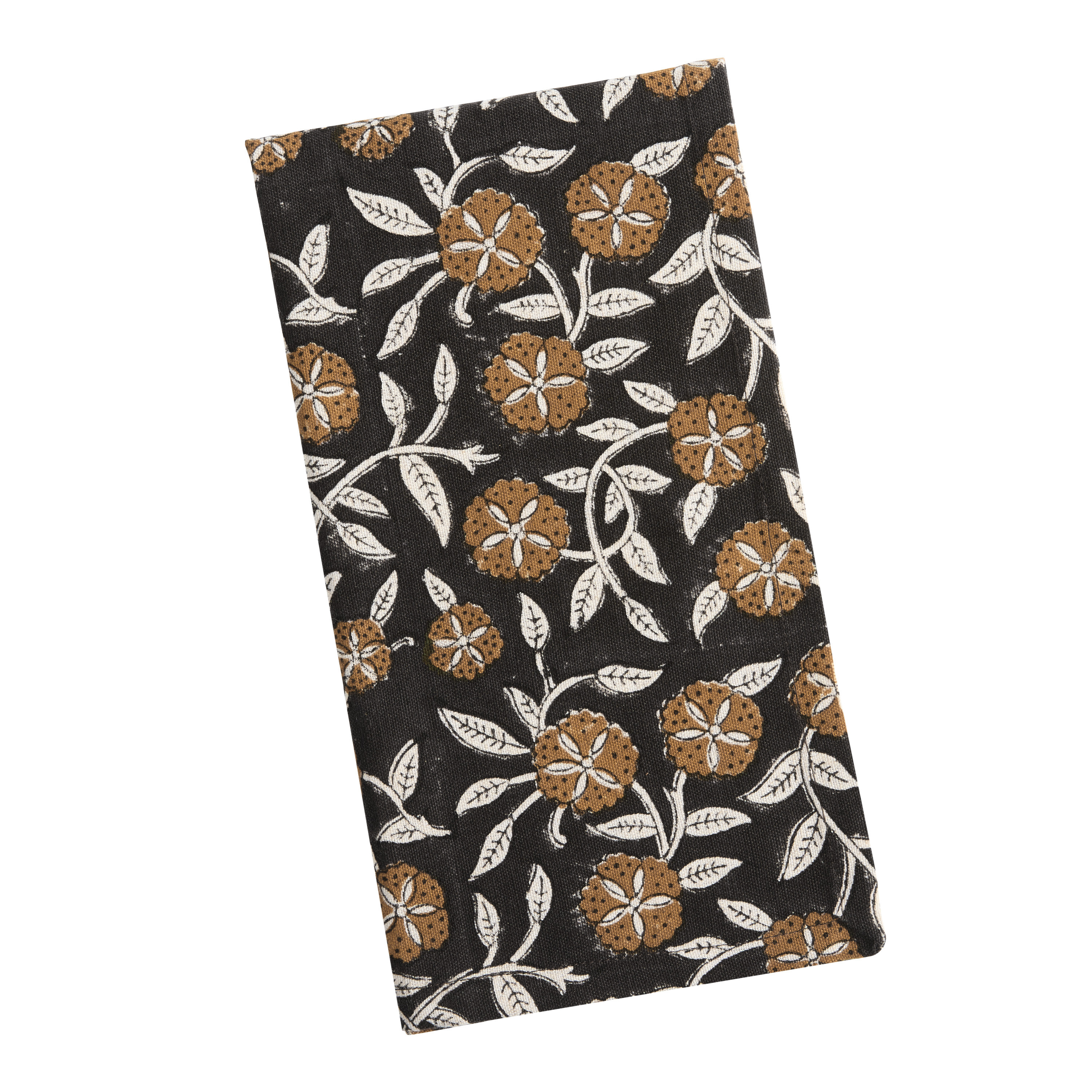 Dark Brown Floral Block Print Napkin Set of 4 - World Market | World Market
