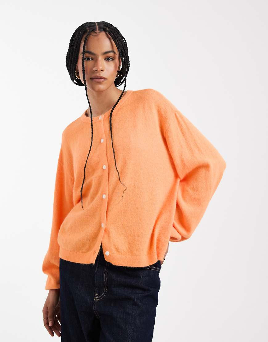 Pieces knit cardigan in russet orange melange | ASOS (Global)