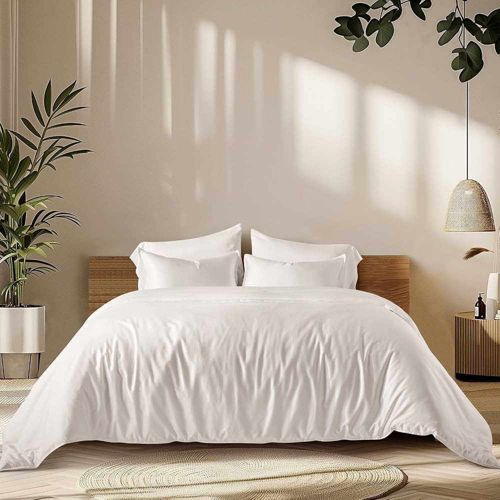 EVERGRACE Cotton Tencel Duvet Cover Set King Size, Silky Soft Cooling Duvet Cover for Hot Sleeper... | Amazon (US)