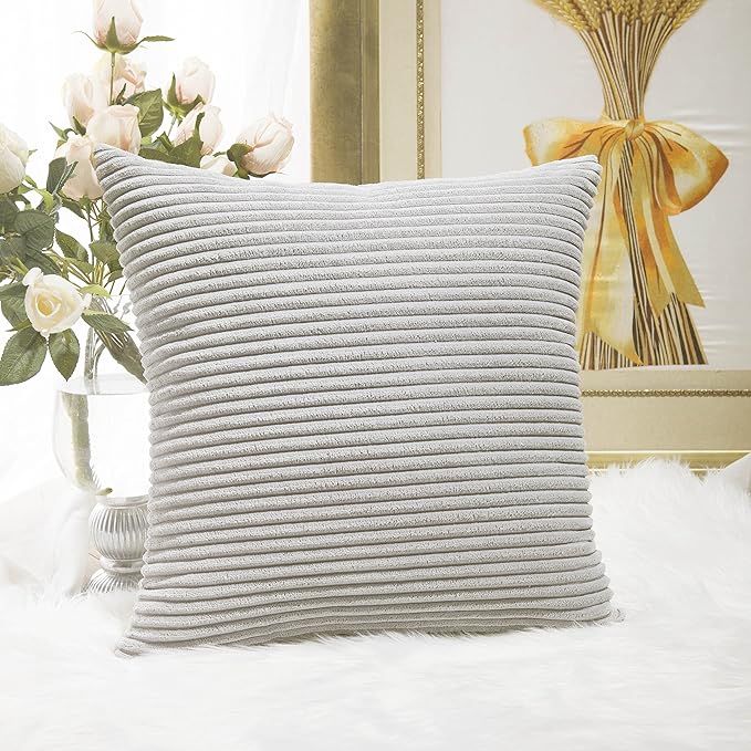 HOME BRILLIANT Striped Corduroy Euro Sham Fall Large Throw Pillow Cover Decorative Cushion Cover ... | Amazon (US)