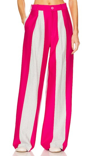Rugby Pleated Pant in Heather Grey & Pink | Revolve Clothing (Global)