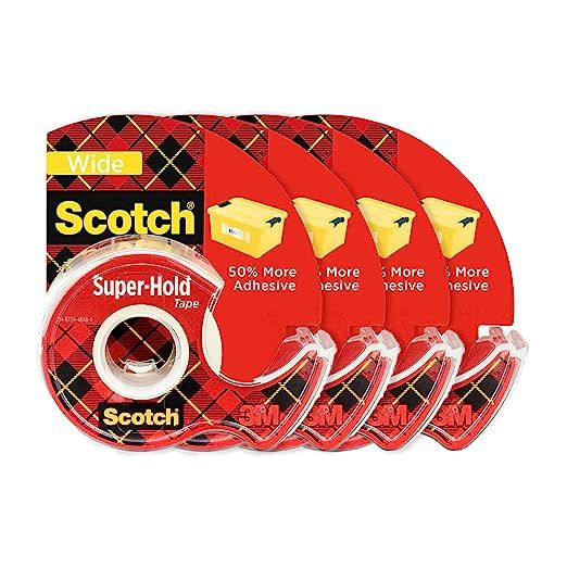 Scotch Super-Hold Wide Tape, 4 Rolls, 50% More Adhesive, Trusted Favorite, 1.5 x 650 in (4198W-SI... | Amazon (US)