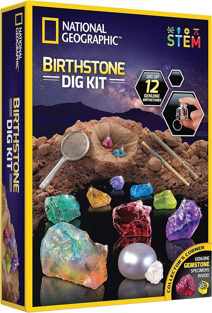 NATIONAL GEOGRAPHIC Birthstone Dig Kit - Science Kit with 12 Genuine Birthstones, Includes a Real... | Amazon (US)