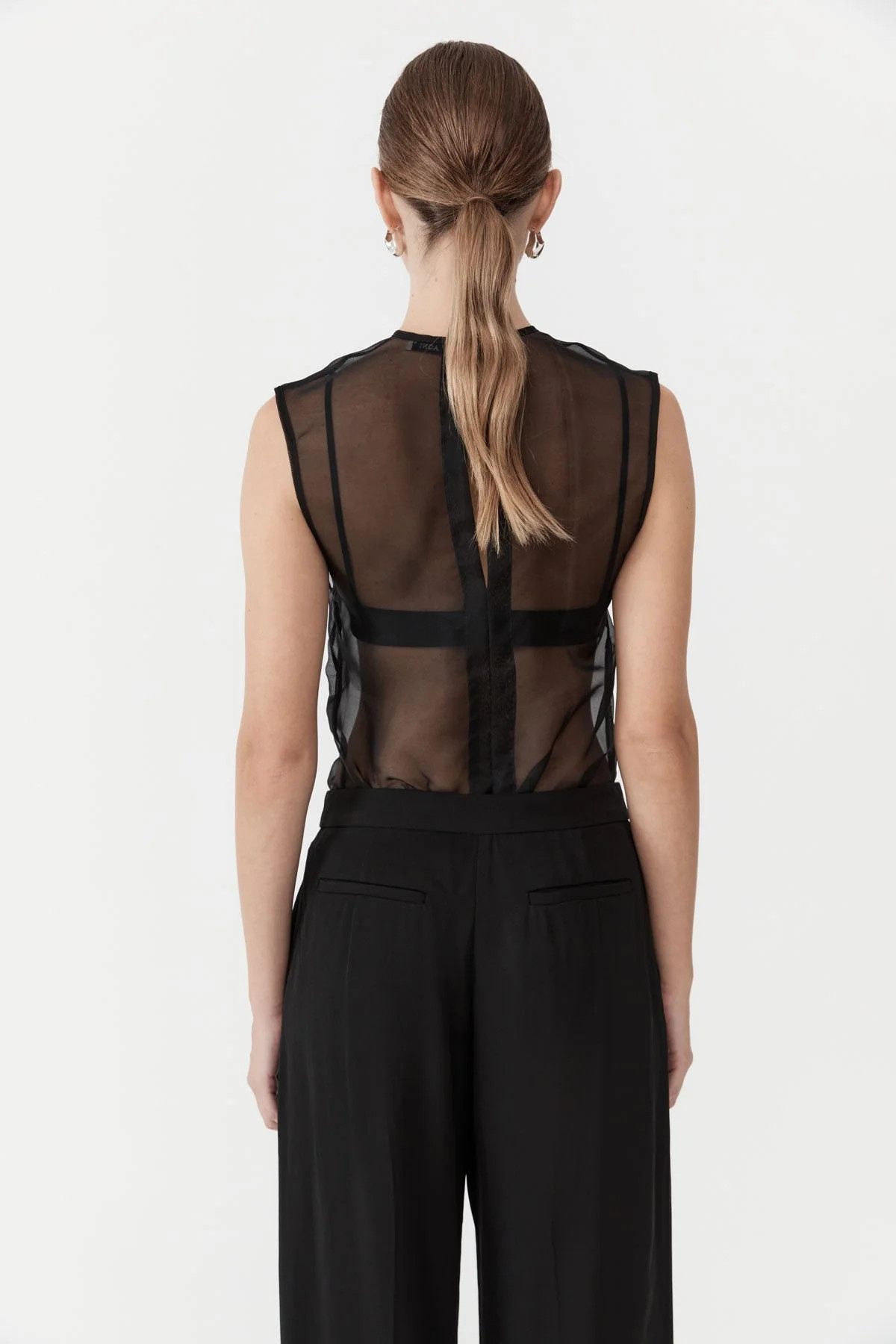 Sheer Organza Top - Black | St. Agni