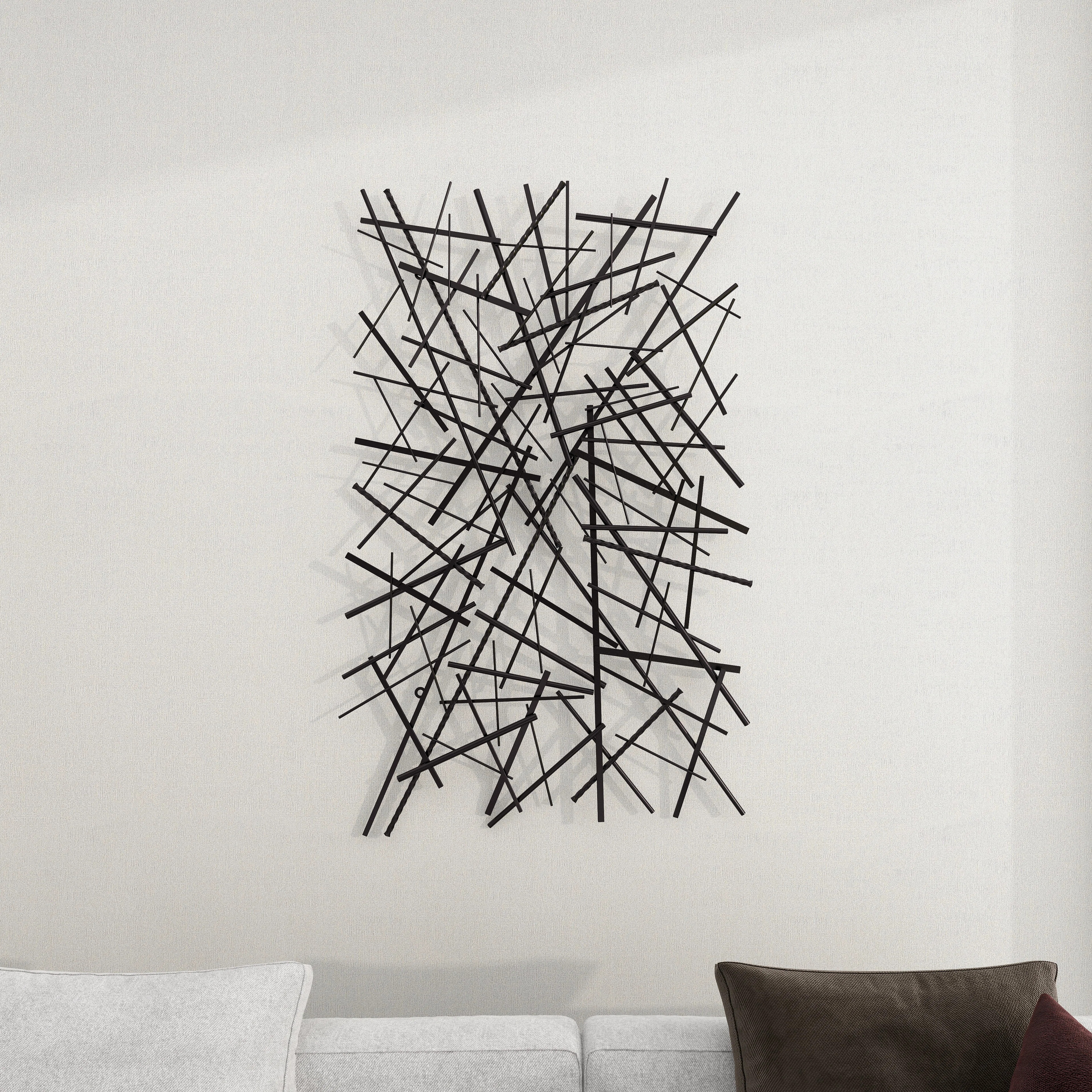 Black Metal Overlapping Lines Geometric Home Wall Decor | Wayfair North America