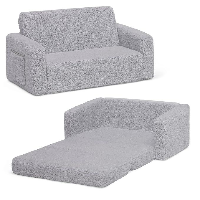 Delta Children Cozee Flip-Out Sherpa 2-in-1 Convertible Sofa to Lounger for Kids, Grey | Amazon (US)