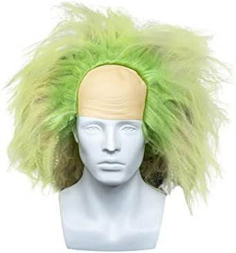 Amazon.com: Green Afro Wig Short Green Roots Ombre Wig Fluffy Wavy Clown Bald Headpiece Cosplay W... | Amazon (US)